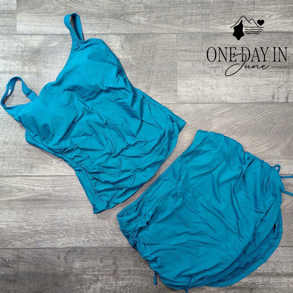 B2Prity Skirted Drawstring Tankini Swimsuit Size L
